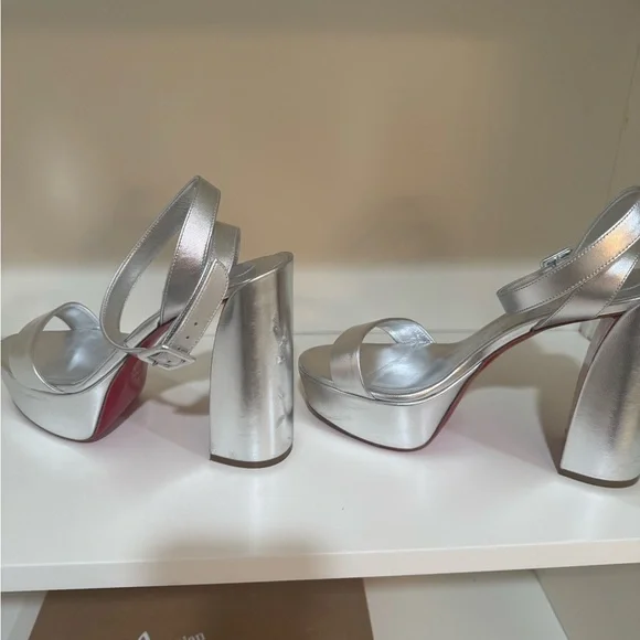 Louboutin Movida Sabina 130MM Silver Size 39.5 - Picture 7 of 12